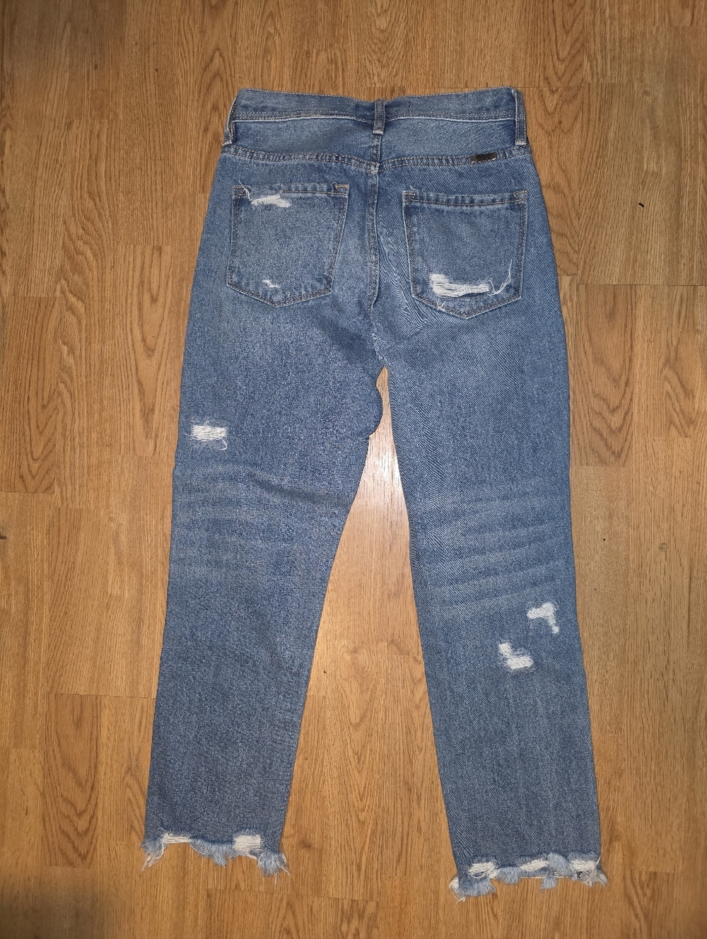 Women's Straight-Leg Distressed Blue Jeans